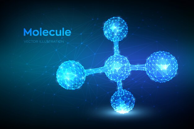 Structure de la molécule. Molécule abstraite polygonale faible. ADN, atome, neurones.