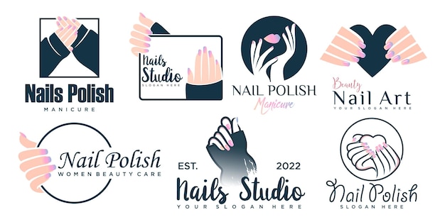 Studio D'art D'ongles Ou Modèle De Conception De Logo De Jeu D'icônes De Vernis à Ongles