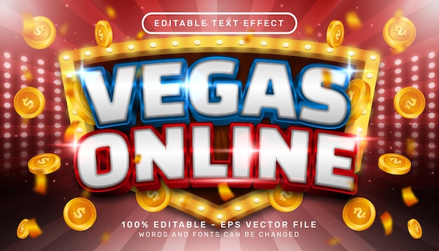 Style 3d De Casino En Ligne Vegas à Effet De Texte Modifiable