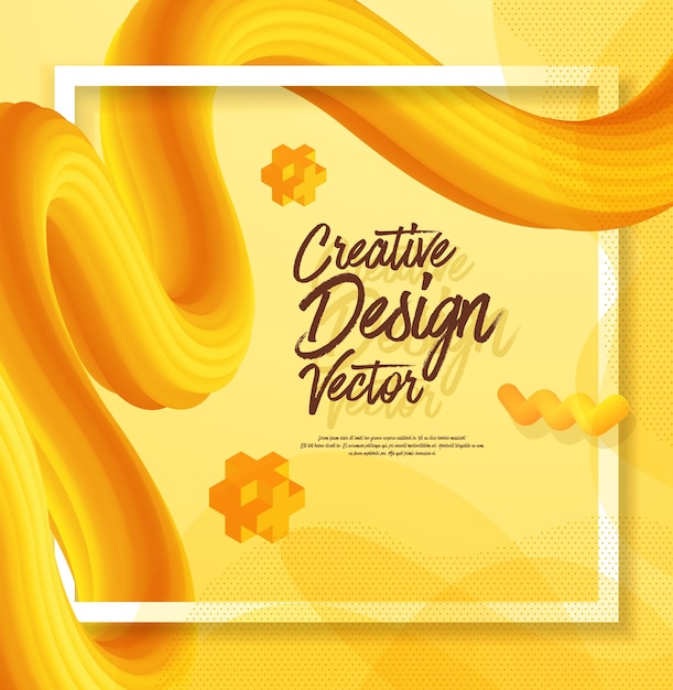 Style 3d de conception d&#39;affiche abstraite liquide jaune
