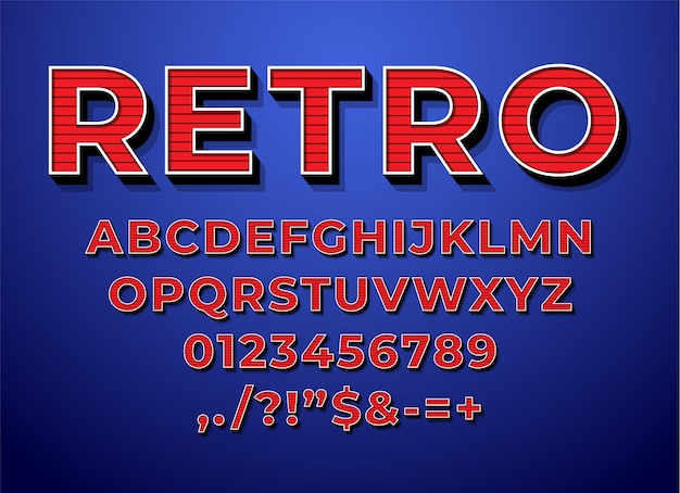 Style 3d Rétro Polices Alphabet Vintage