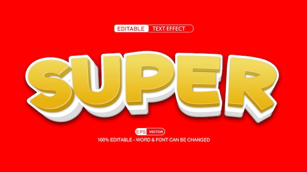 Style 3d De Vecteur D'effet De Texte Super Modifiable Avec Fond