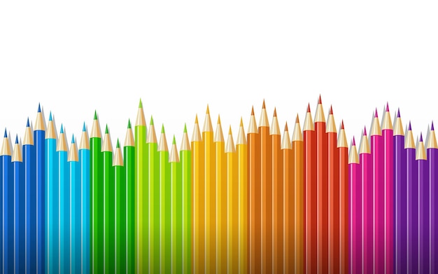 Style Arc-en-ciel De Crayons De Couleur, Illustration Vectorielle De Crayons De Couleur à L'échelle Sur Fond Blanc