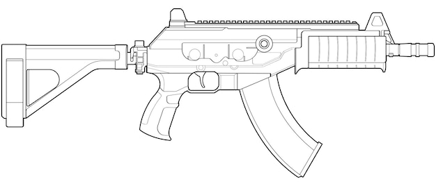 Style d'art en ligne d'armes à feu Pistolet de tir Illustration d'arme Illustration vectorielle Ligne Gun