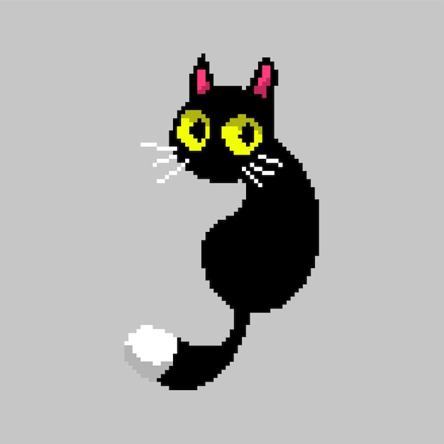 Style d'art de pixel de chat noir.