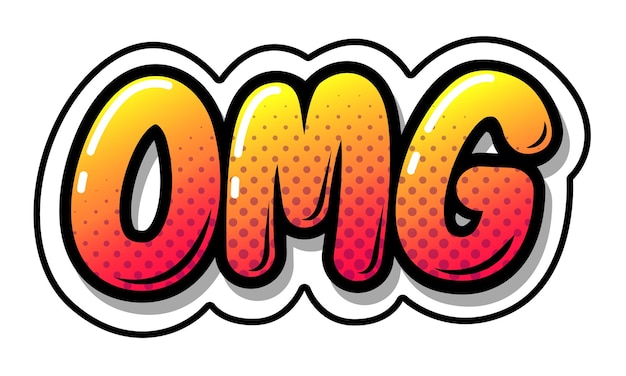 Style de bande dessinée typographie Omg, bulle de dialogue sur fond blanc