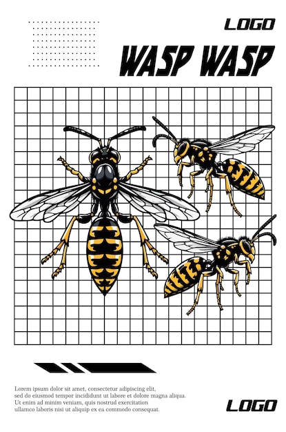style de brutalisme de vecteur de guêpe