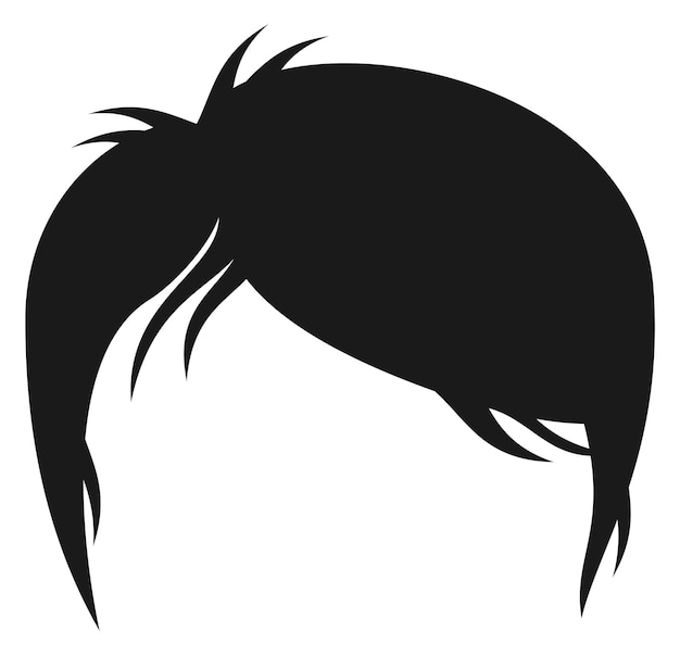Vecteur style de cheveux noirs courts coupe de cheveux de mode silhouette isolée sur fond blanc