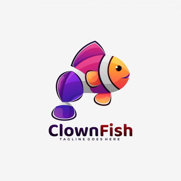 Style Coloré De Dégradé De Poisson Clown Logo.