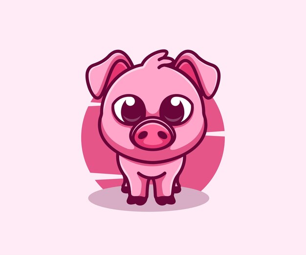 Style De Conception De Dessin Animé Mignon Cochon Illustration Vectorielle Icône Mascotflat