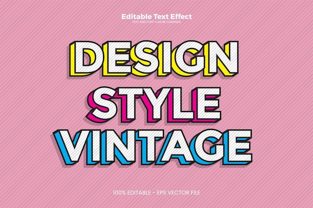 Style de conception Effet de texte modifiable de style vintage dans un style tendance moderne