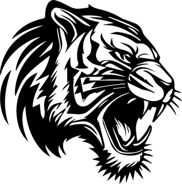 Vecteur style de conception monochrome de logo de tigre