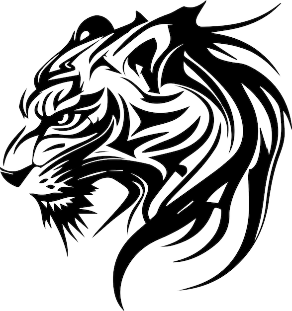 Vecteur style de conception monochrome de logo de tigre