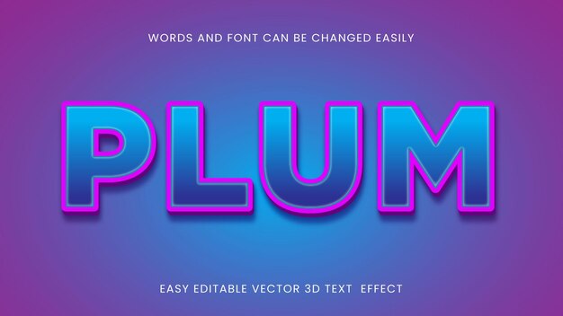 Style de conception de texte 3d prune