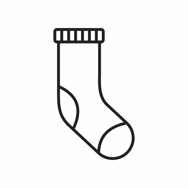 Vecteur le style de contour de l'icône des chaussettes sur fond blanc