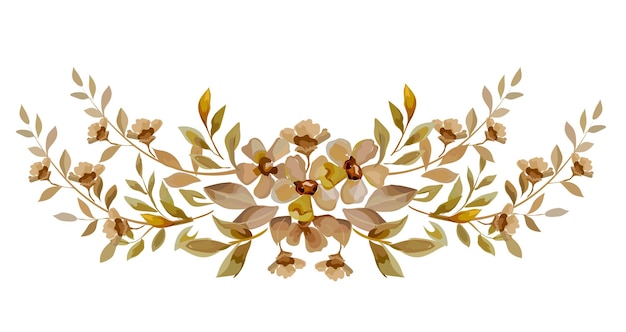 Vecteur style de couleur marron bouquet floral pour mariage avec des fleurs affiche florale carte de voeux ou conception d'invitation