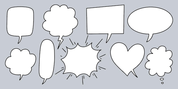 Vecteur style de croquis de doodle de bulles de parole illustration dessinée à la main pour la conception du concept