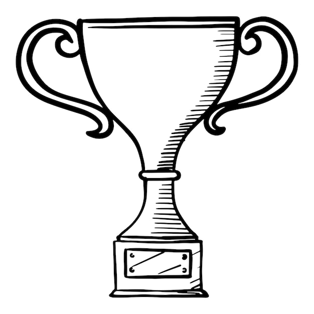 Vecteur style de croquis doodle d'illustration vectorielle de trophée champion dessinés à la main pour la conception de concept