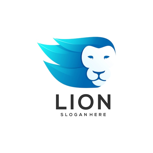 Style De Dégradé De Tête De Lion Illustration Logo