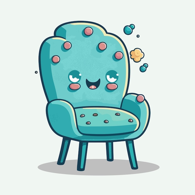 Style de dessin animé de chaise mignonne de vecteur