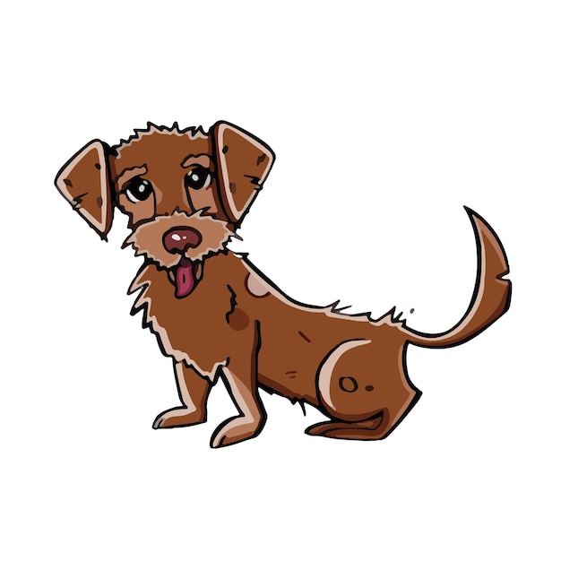 Style De Dessin Animé Le Chien Montre Sa Langue Le Chiot A Ouvert Sa Bouche Illustration Vectorielle