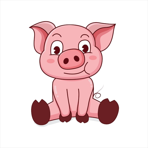 Vecteur style de dessin animé de cochon mignon de vecteur