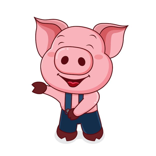 Vecteur style de dessin animé de cochon mignon de vecteur