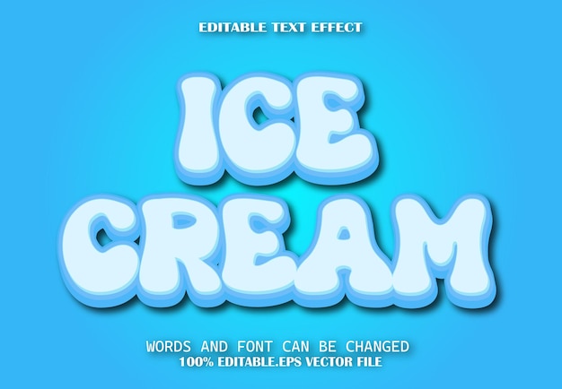 Style de dessin animé d'effet de texte modifiable de crème glacée