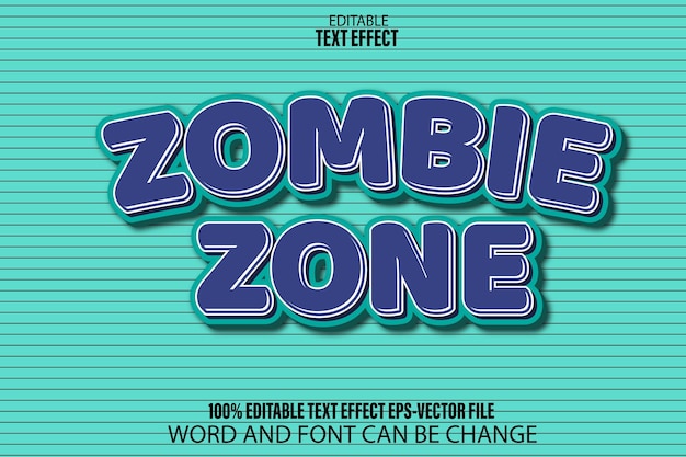 Vecteur style de dessin animé avec effet de texte modifiable de zone zombie