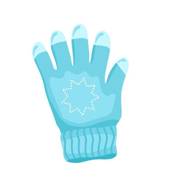 Vecteur style de dessin animé de gants bleus tricotés chauds sur fond blanc gants de laine d'hiver