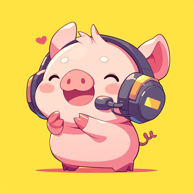 Vecteur un style de dessin animé harmonieux de pig broadcaster