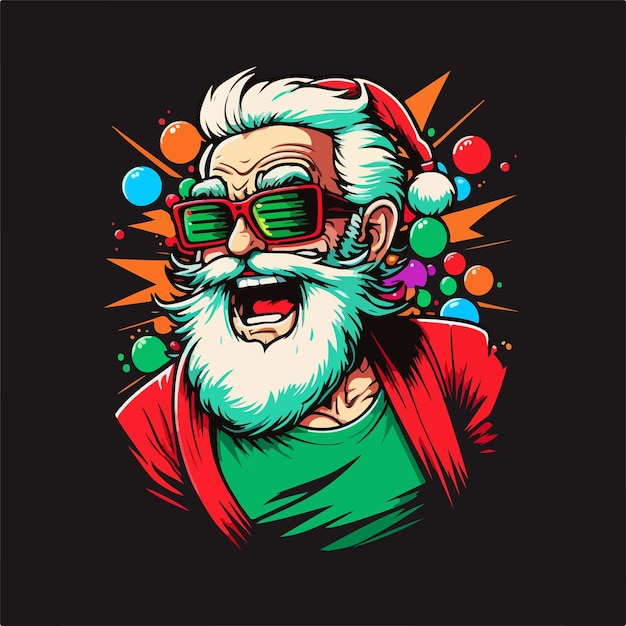 Style de dessin animé de mascotte WebSanta. Illustration secrète de Noël du Père Noël avec le Père Noël. illustration vectorielle