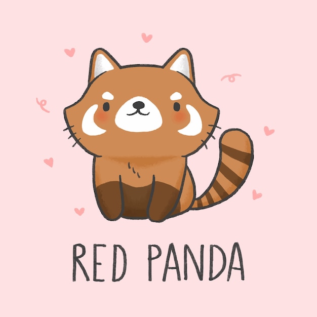 Style De Dessin Animé Mignon Panda Rouge Dessinés à La Main