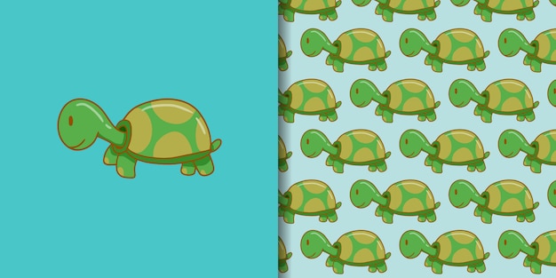 Style De Dessin Animé Mignon Tortue Dessiné à La Main