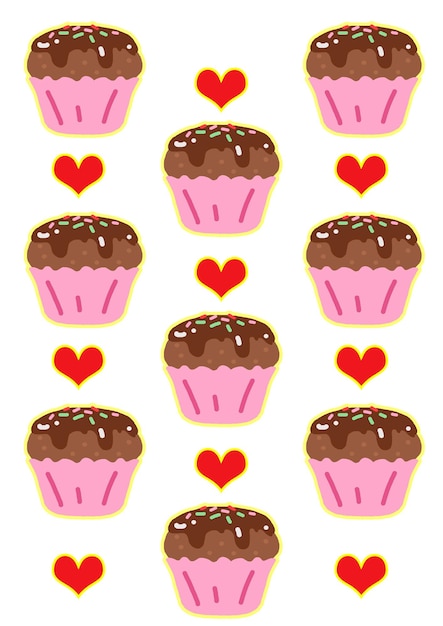 Vecteur style de dessin animé de modèle de cupcake au chocolat
