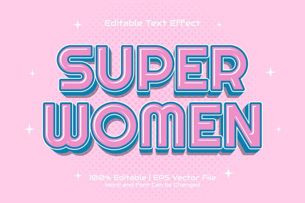 Style de dessin animé modifiable avec effet de texte Super Women