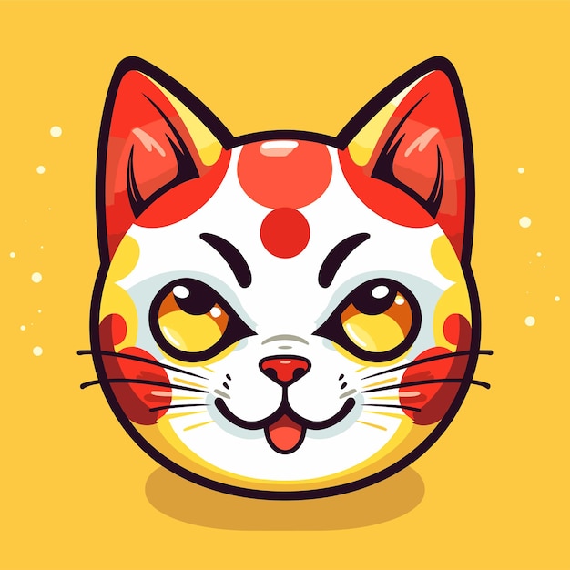 Vecteur style de dessin animé plat avatar visage de chat