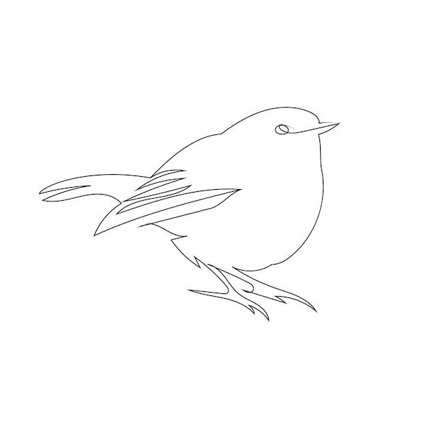 Style De Dessin D'art En Ligne D'oiseau Sur Mesure, L'esquisse D'oiseau Noir Linéaire Isolé Sur Fond Blanc.