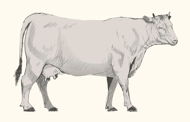 Vecteur style de dessin d'illustration de vache