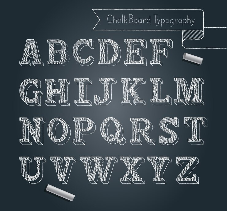 Style de doodle alphabet typographie tableau