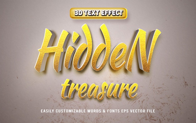 Style d'effet de texte 3d doré au trésor caché