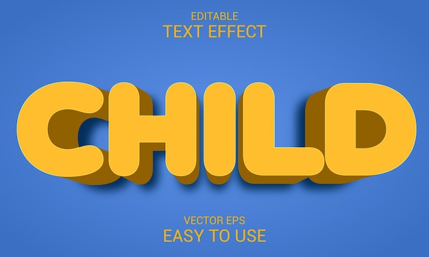 Style d'effet de texte 3d modifiable enfant jaune