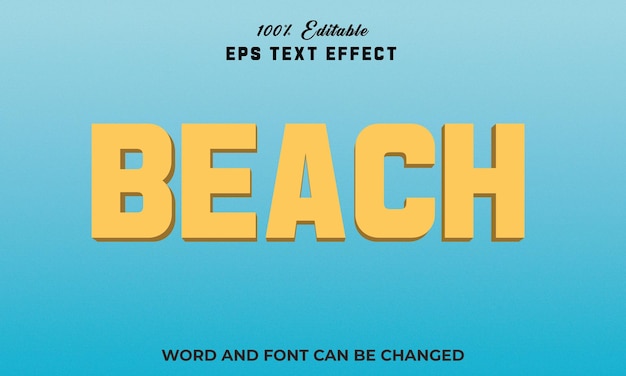 Vecteur style d'effet de texte 3d modifiable de plage premium