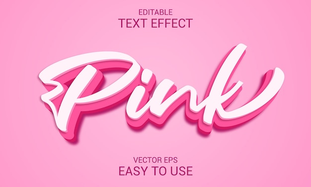 Vecteur style d'effet de texte 3d vectoriel modifiable rose