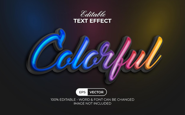 Vecteur style d'effet de texte coloré effet de texte modifiable