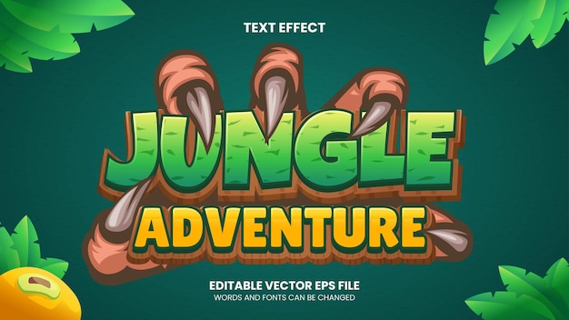 Vecteur style d'effet de texte jungle adventure