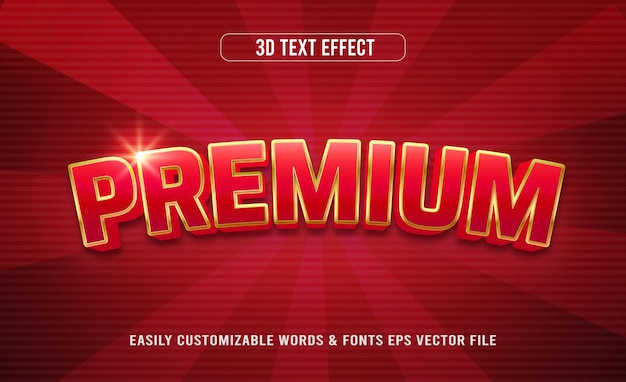 Style D'effet De Texte Modifiable 3d Doré Premium Rouge