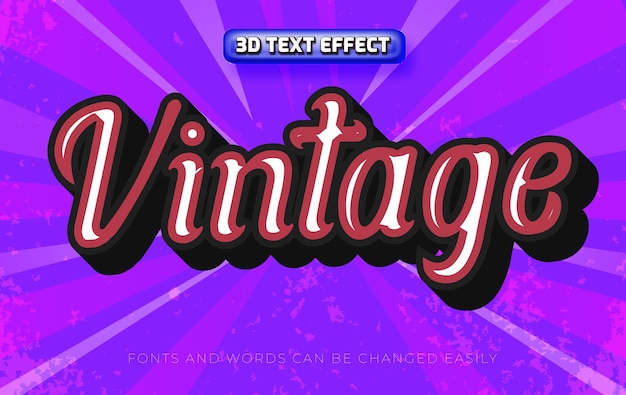 Vecteur style d'effet de texte modifiable 3d grunge vintage