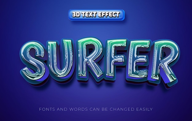 Style D'effet De Texte Modifiable 3d Surfeur De Plage