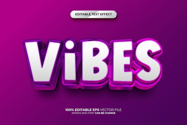 Style d'effet de texte modifiable en 3D Vibes Vector